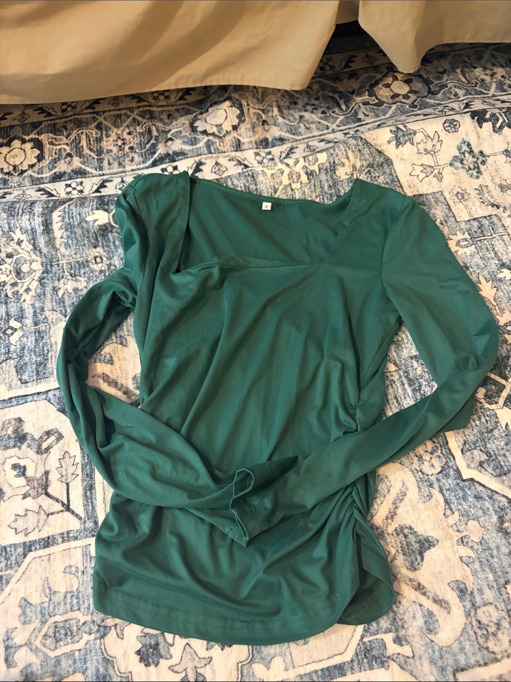 Shein Women's Long Sleeve Scoop Neck Top - Teal Green